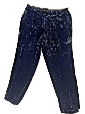 Go By Go Silk Luxury 100% Silk Velvet Blue Parachute Jogger Pants New Washable L